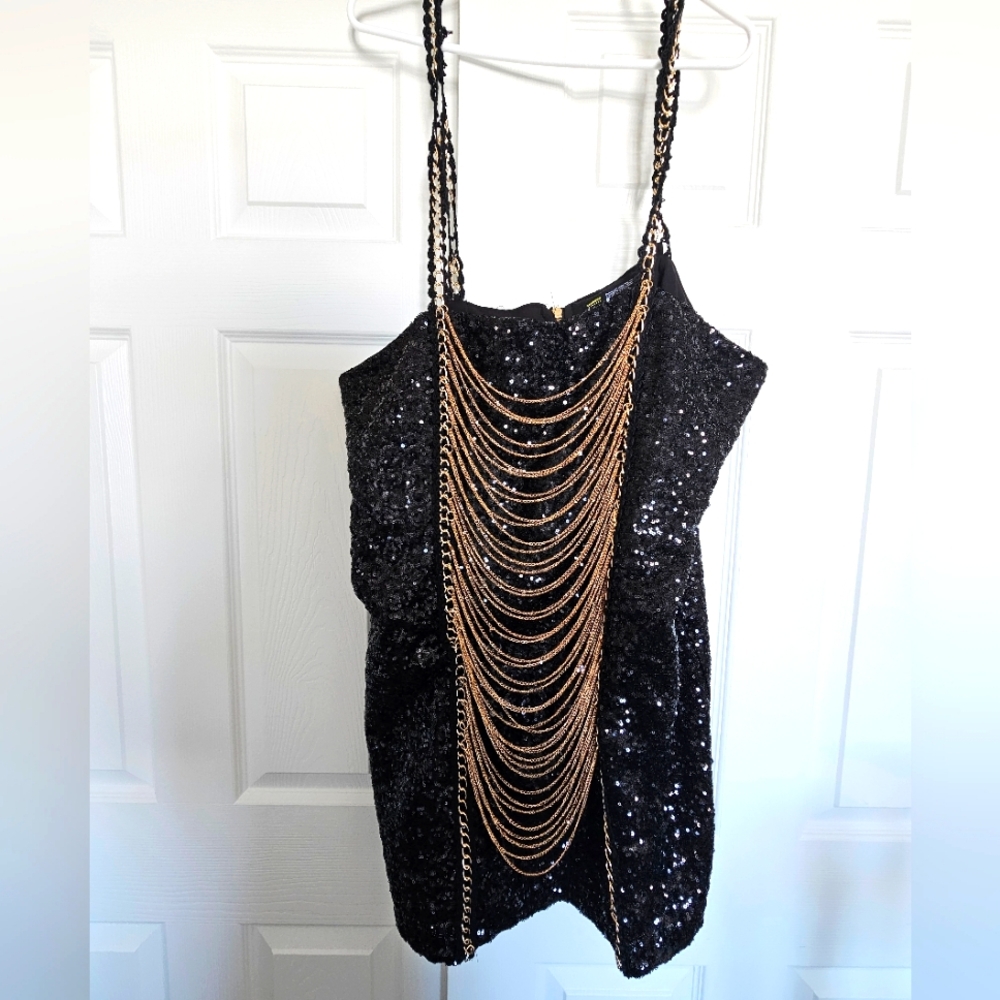 Finesse Chain Dress, Black, 2X